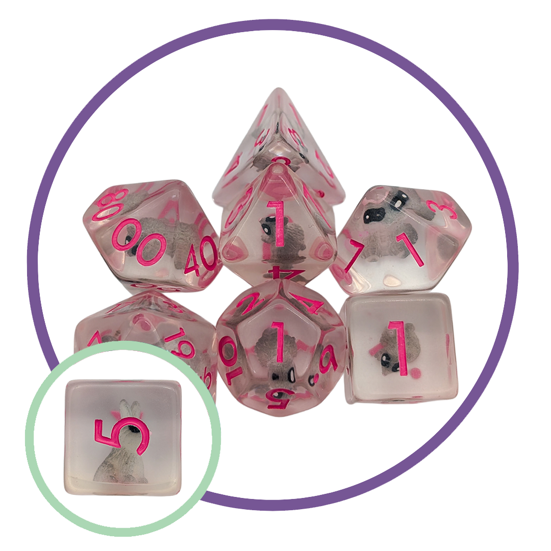 Bunny Pink Inclusion Dice Set