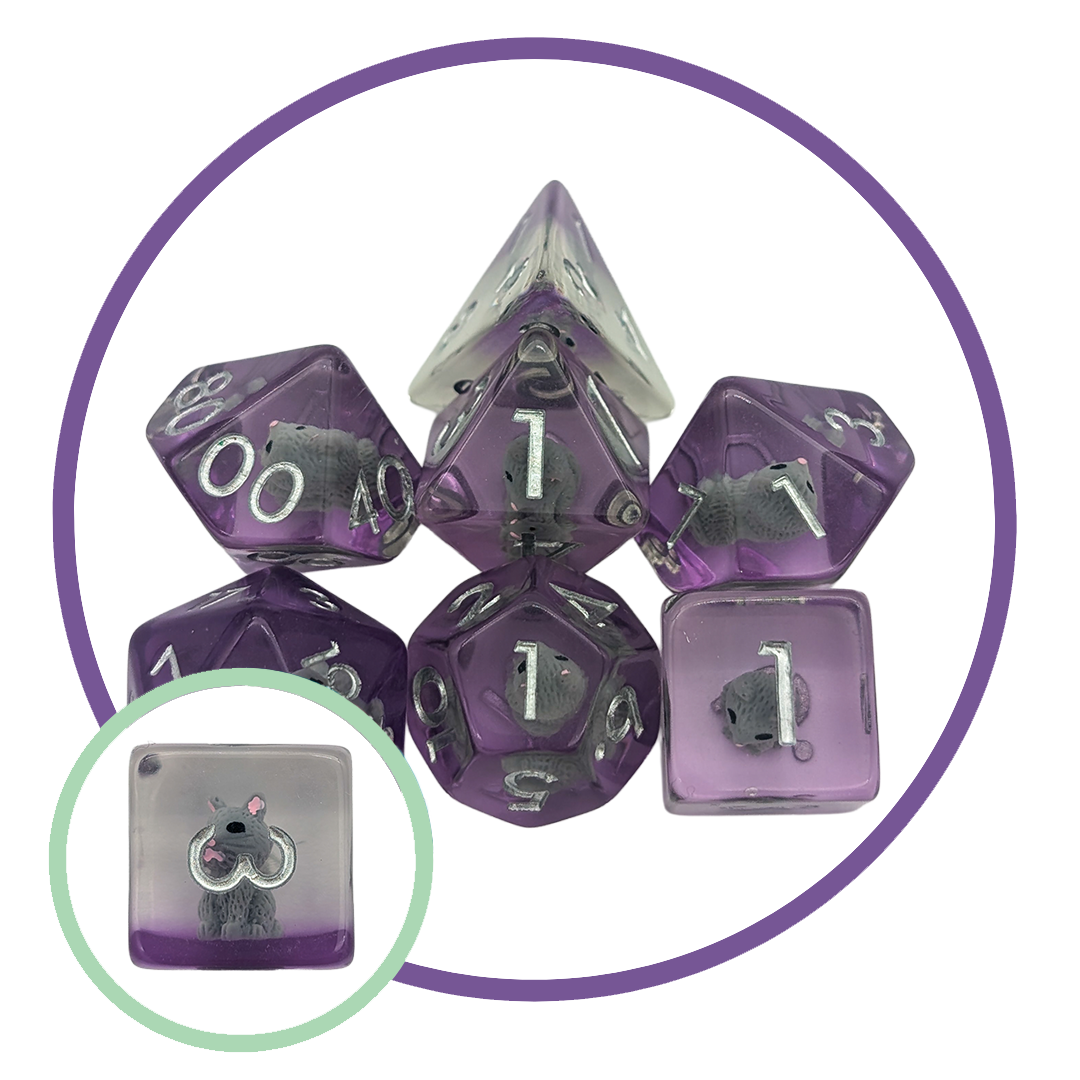 Cat Grey Inclusion Dice Set