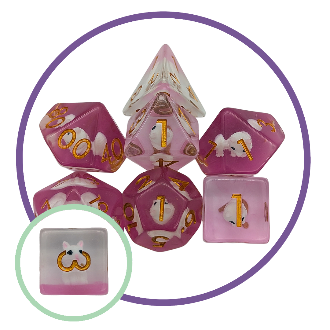 Cat White Inclusion Dice Set