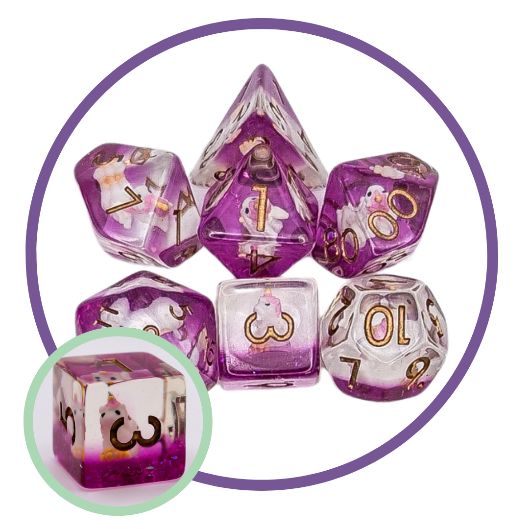 Unicorn Pink Inclusion Dice Set