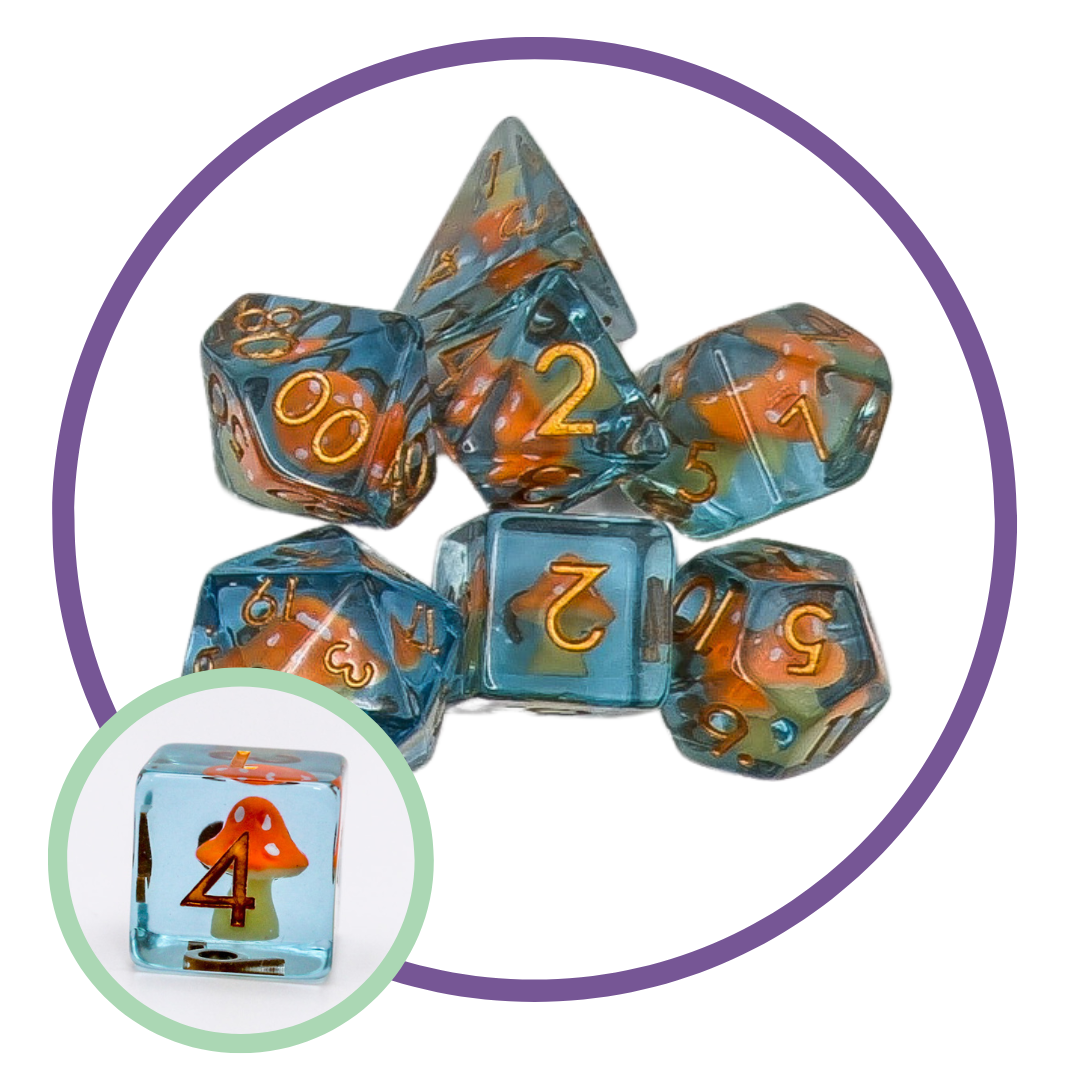 Mushroom Orange Cap Inclusion Dice Set