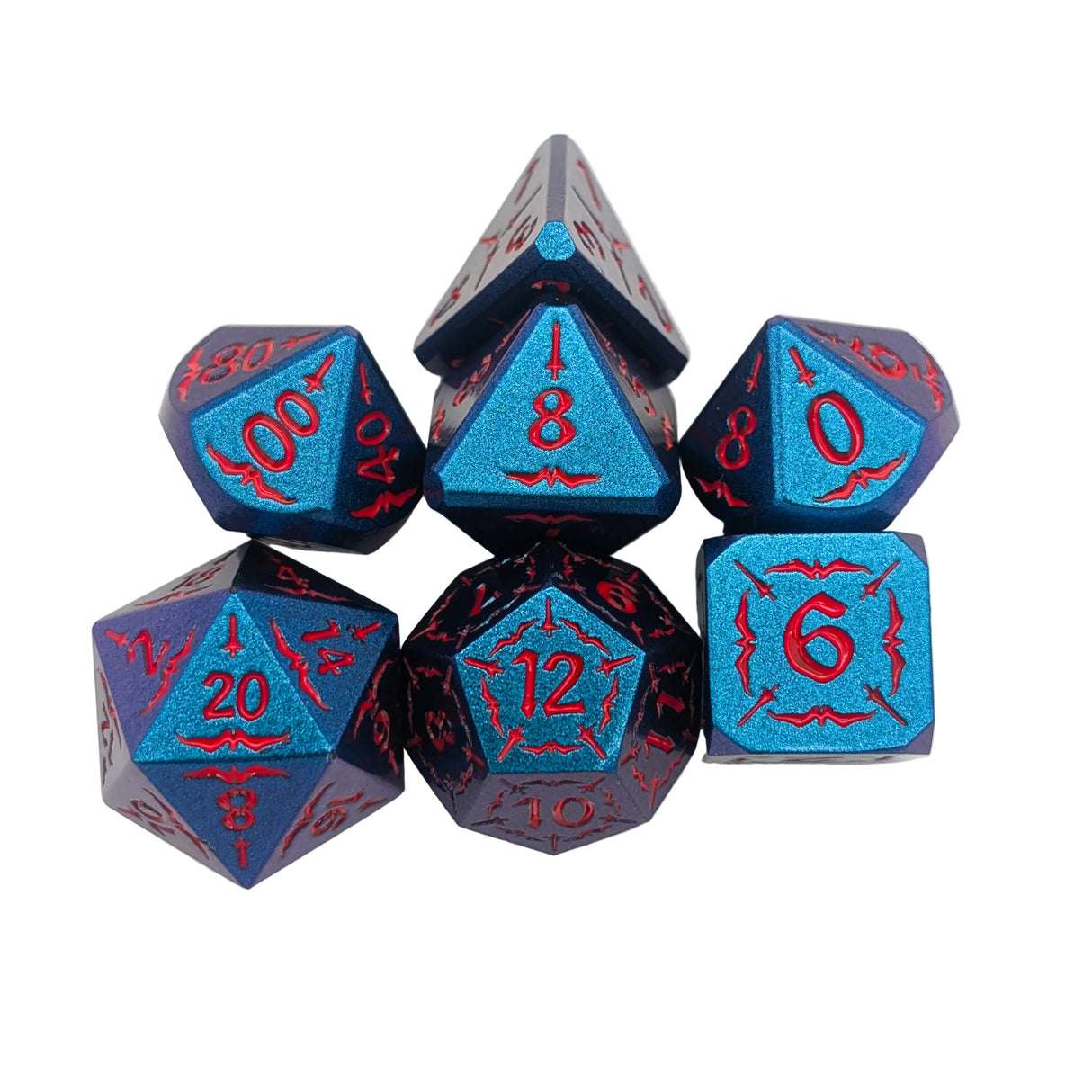 Arcana Blue and Red Metal Dice Set