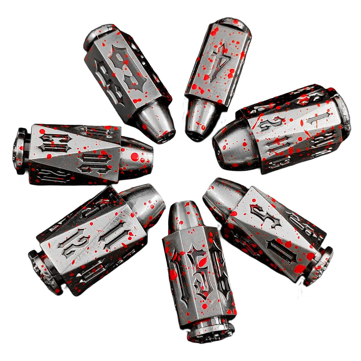 Bullet Splatter Metal Dice Set