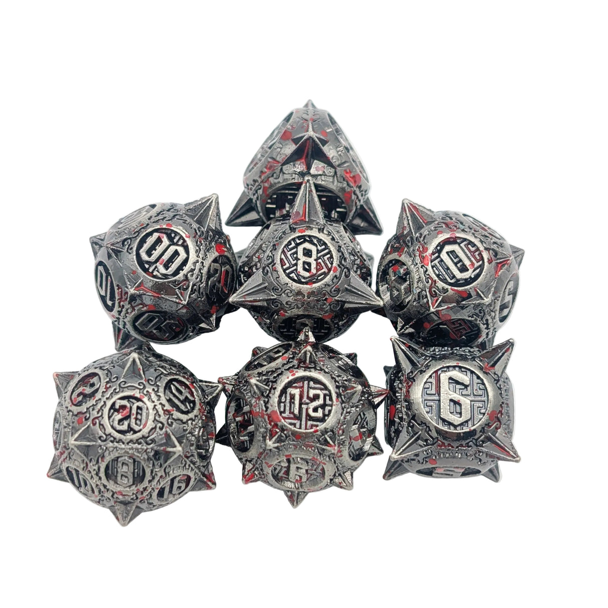 Caltrops Splatter Metal Dice Set