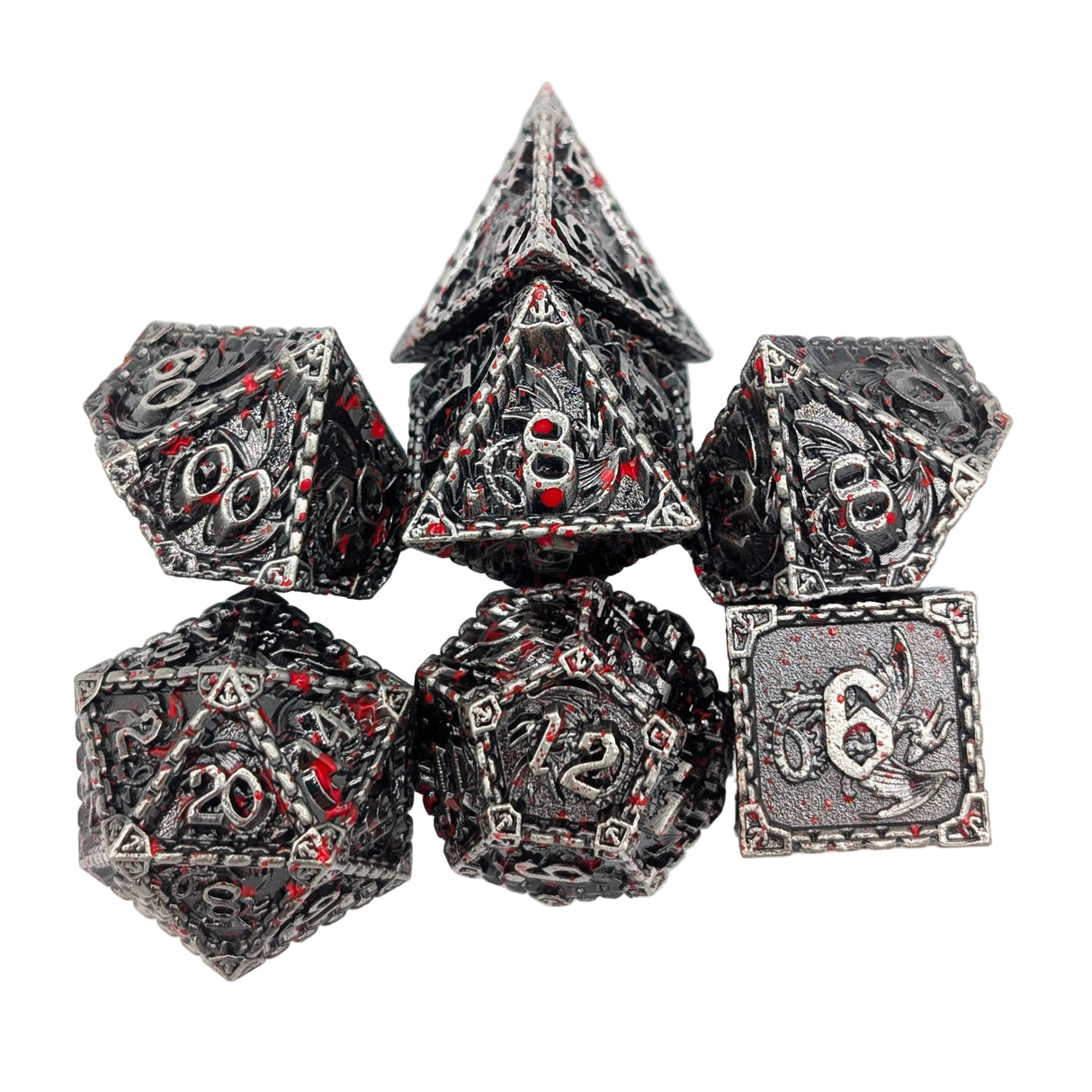 Dragon Splatter Metal Dice Set