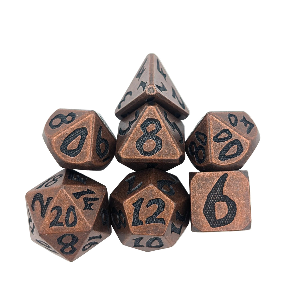 Large Number Copper Metal Dice Set