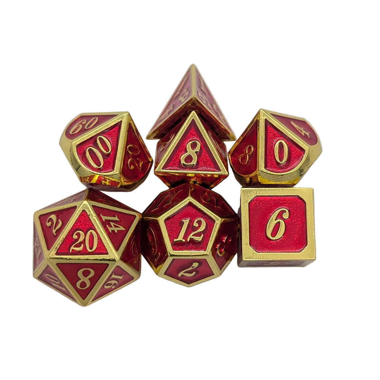 Simple Red and Gold Metal Dice Set