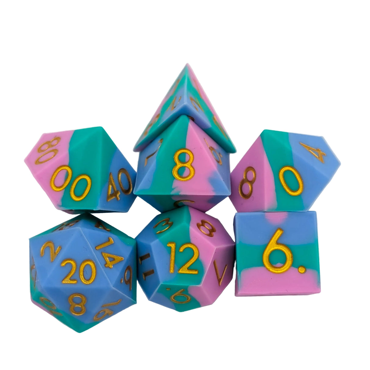 Blue and Green Silicone Dice Set