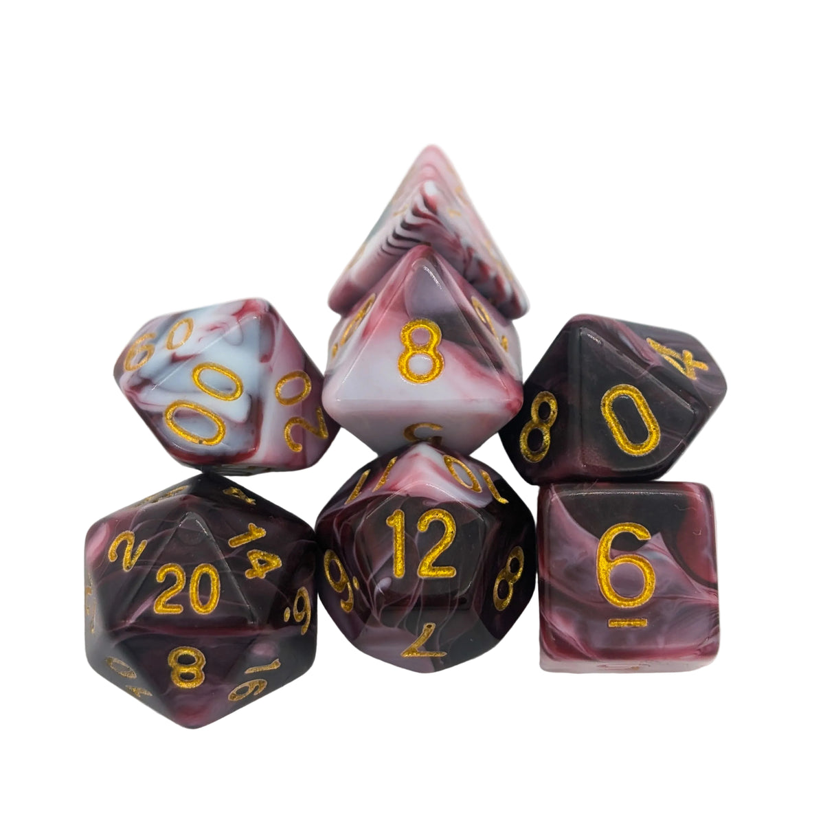 Two Tone Pink and White Dice Set
