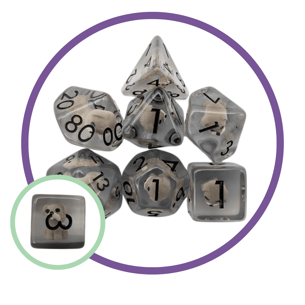 Dog Beige Inclusion Dice Set