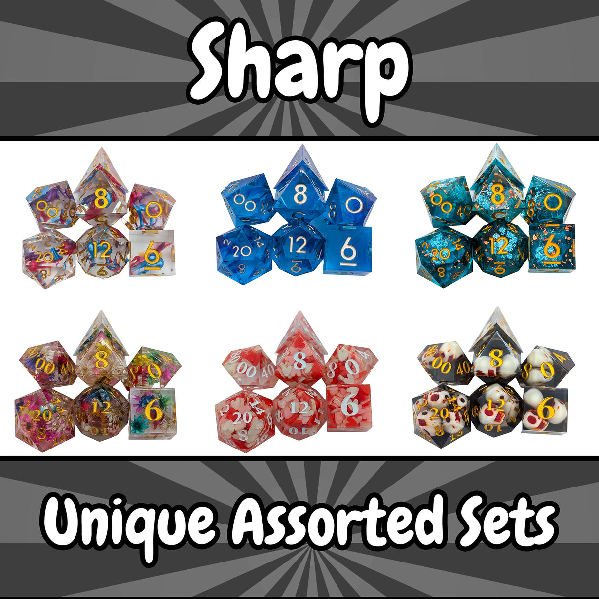 Assorted Sharp Dice Sets (10 Sets)