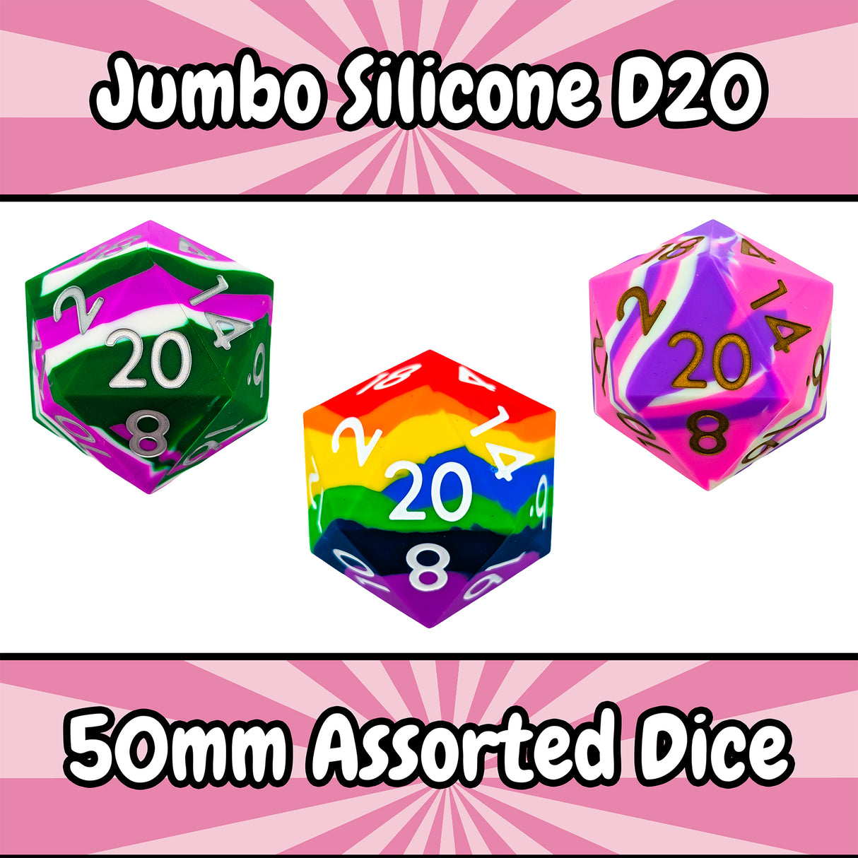 Assorted Silicone Jumbo D20s (1 D20)