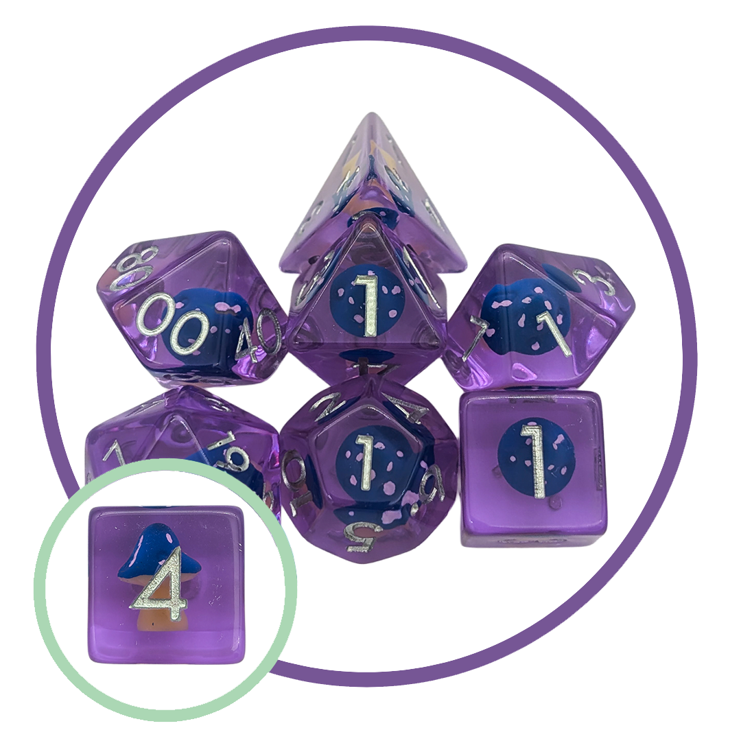 Mushroom Dark Blue Cap Inclusion Dice Set