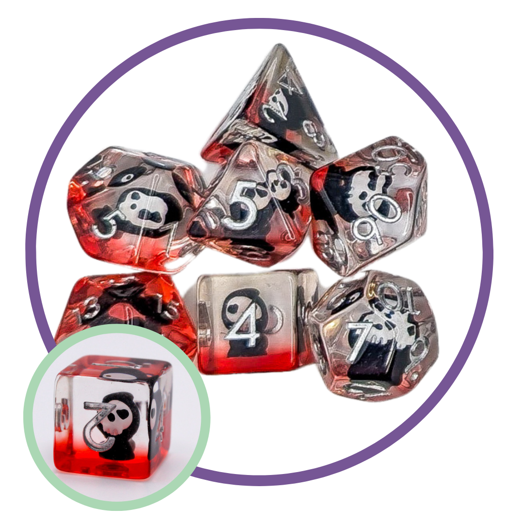 Grim Reaper Black Inclusion Dice Set