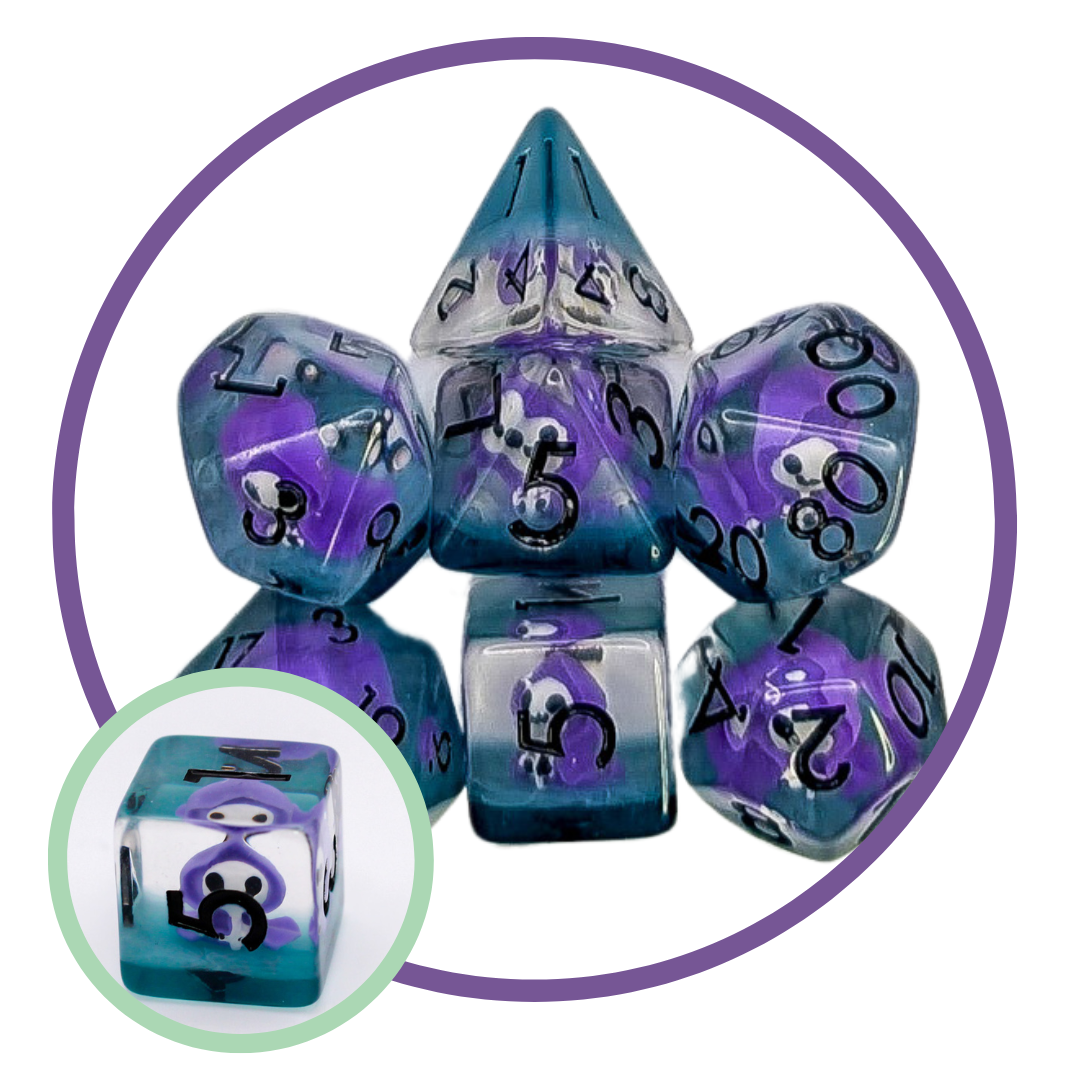 Grim Reaper Purple Inclusion Dice Set