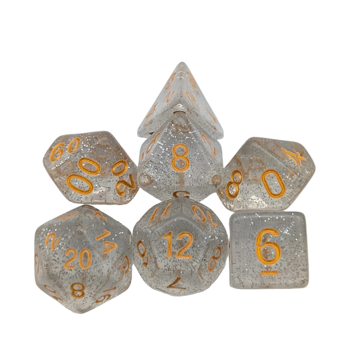 Glitter Silver and Gold Dice Set
