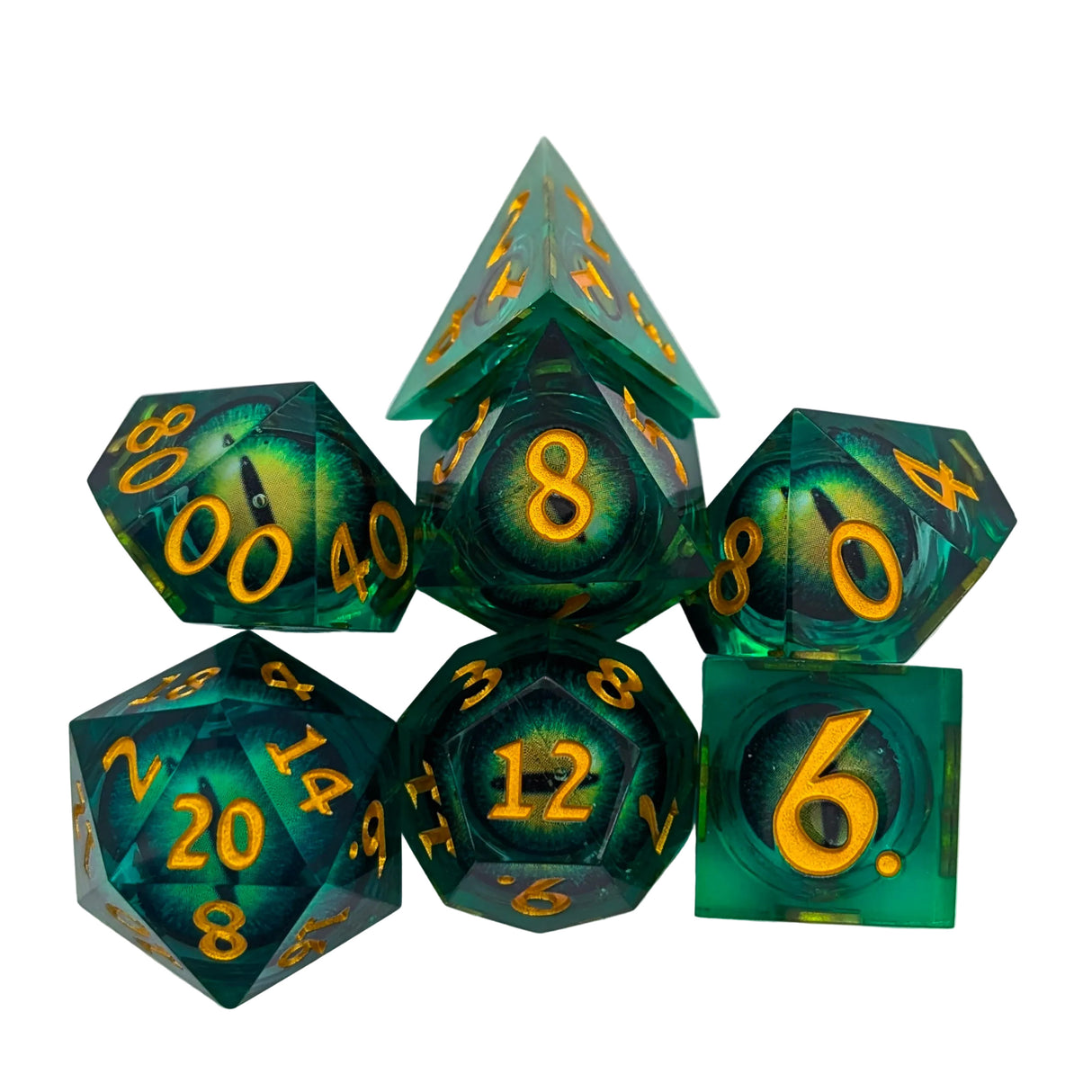 Snake Eye Green Liquid Core Dice Set