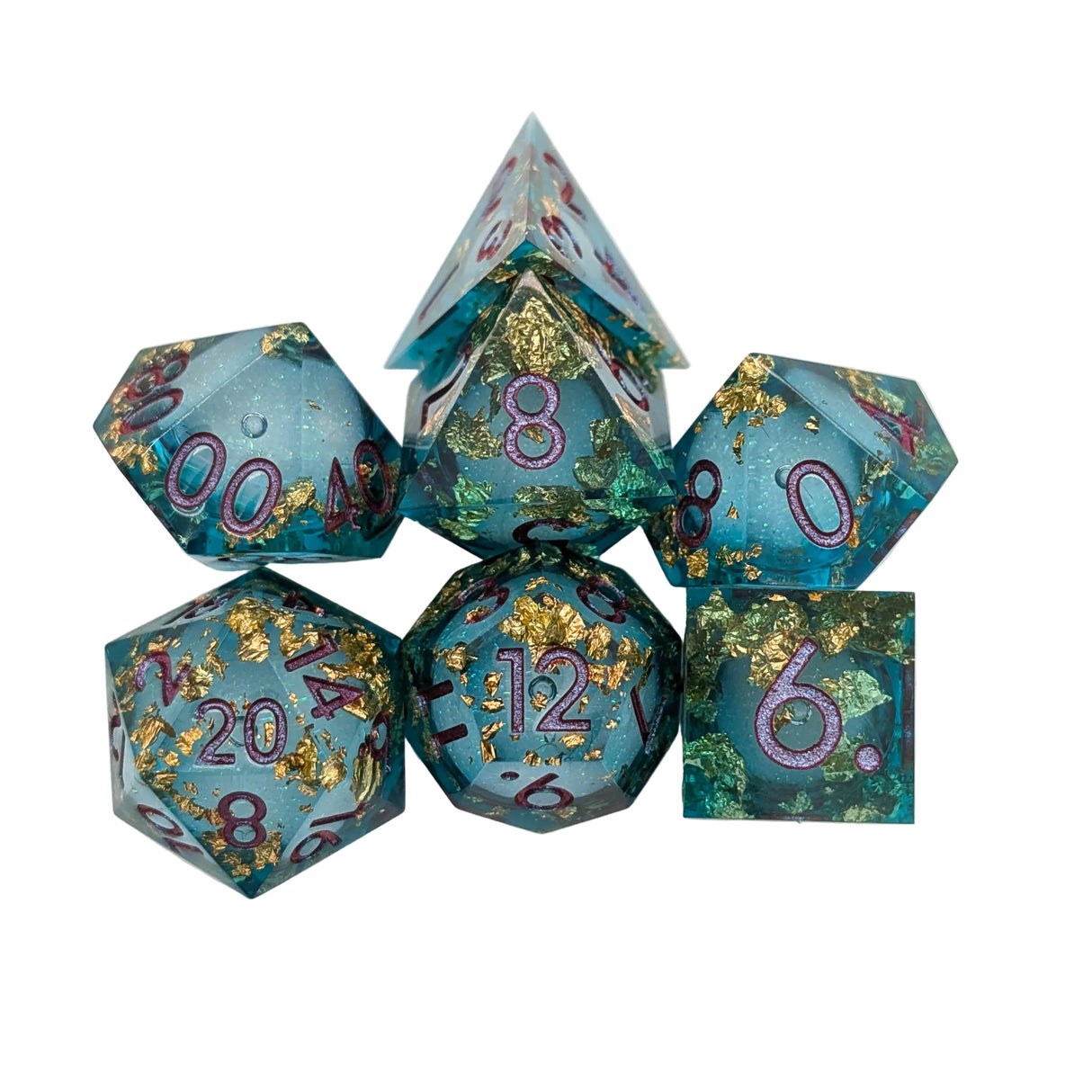 Foil Blue Liquid Core Dice Set