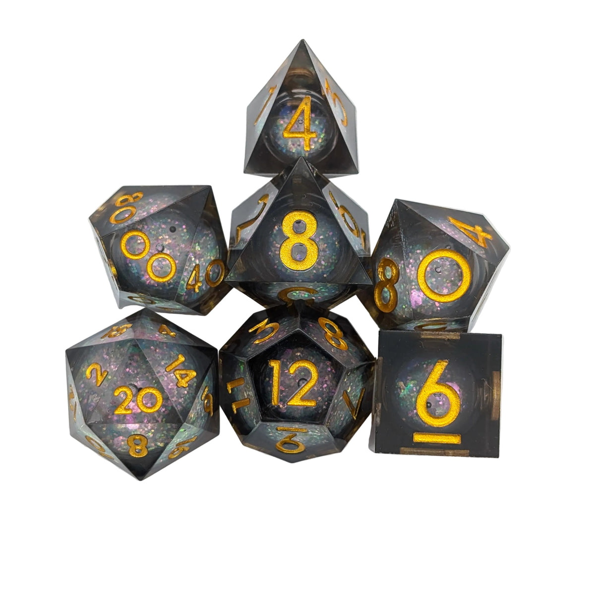 Shimmer Black and Gold Liquid Core Dice Set