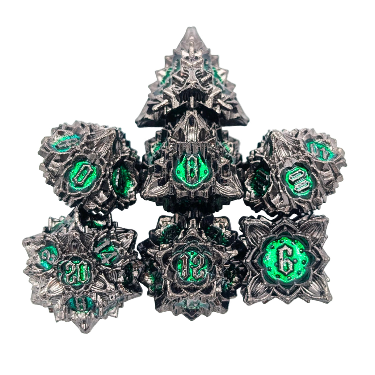 Flower Black and Green Dice Set