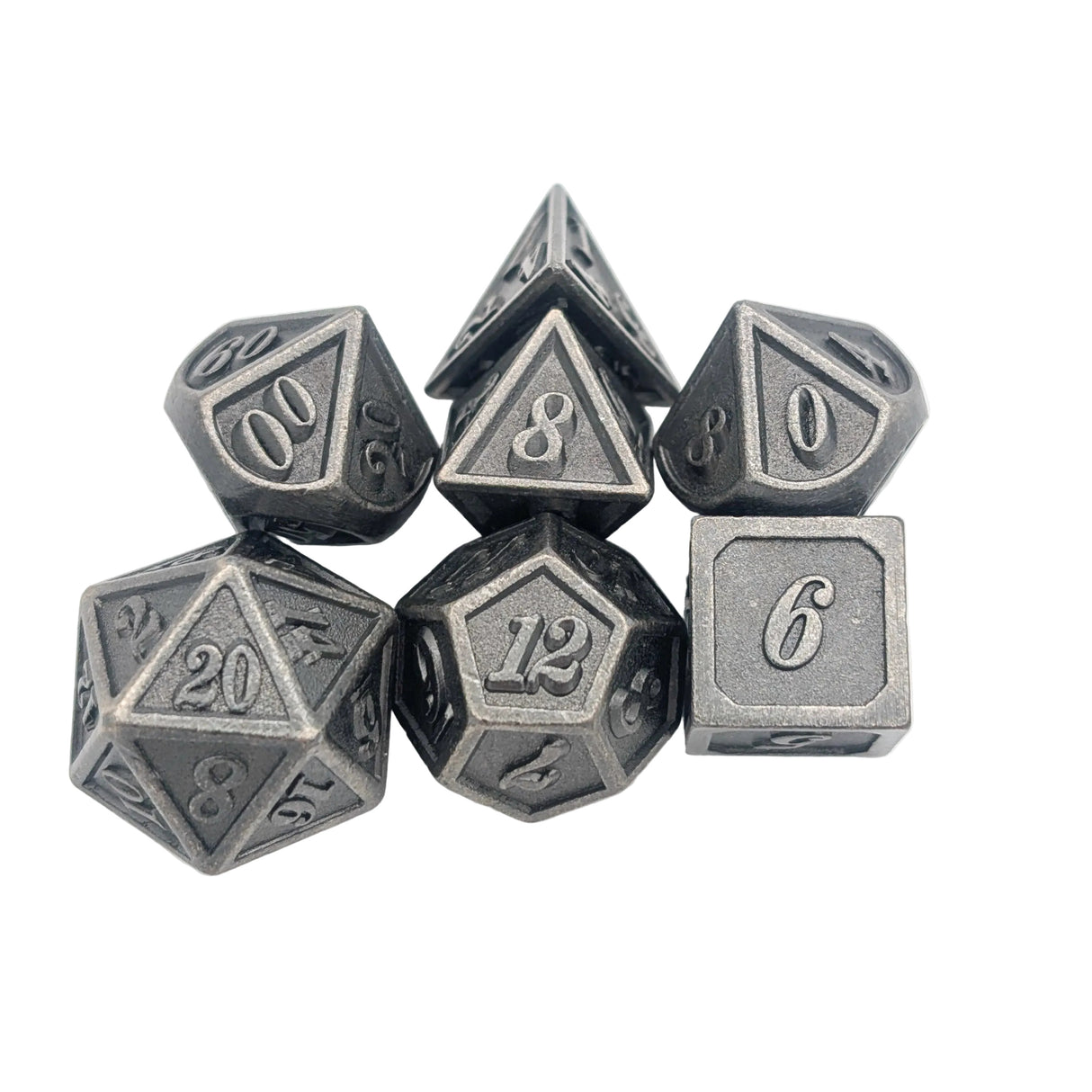 Full Silver Metal Dice Set