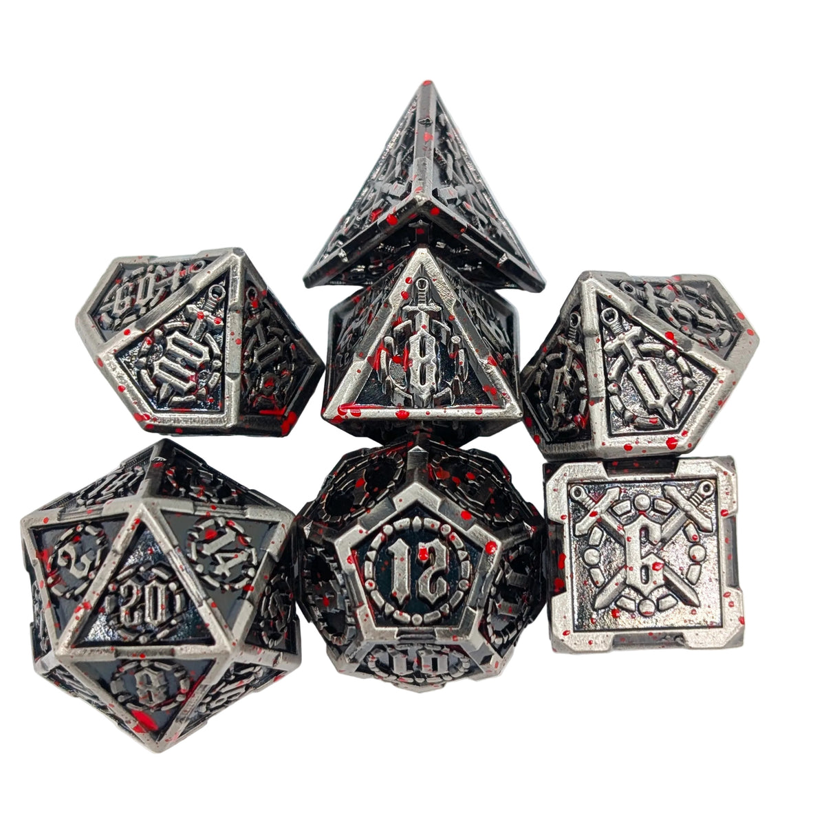 Swords Splatter Metal Dice Set