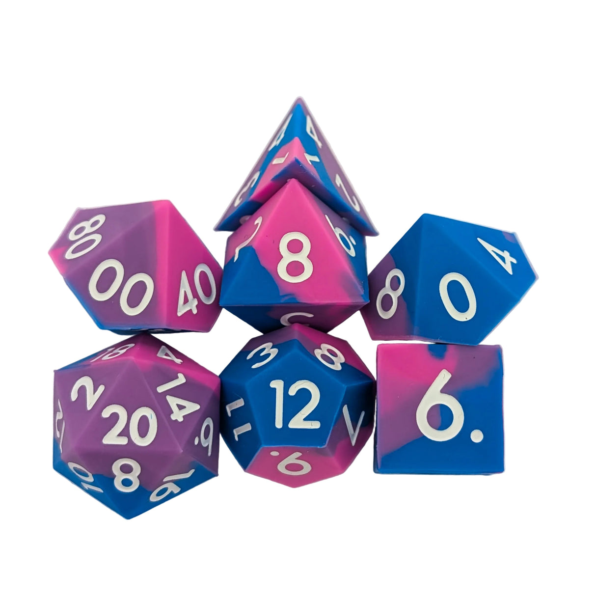 Blue and Pink Silicone Dice Set