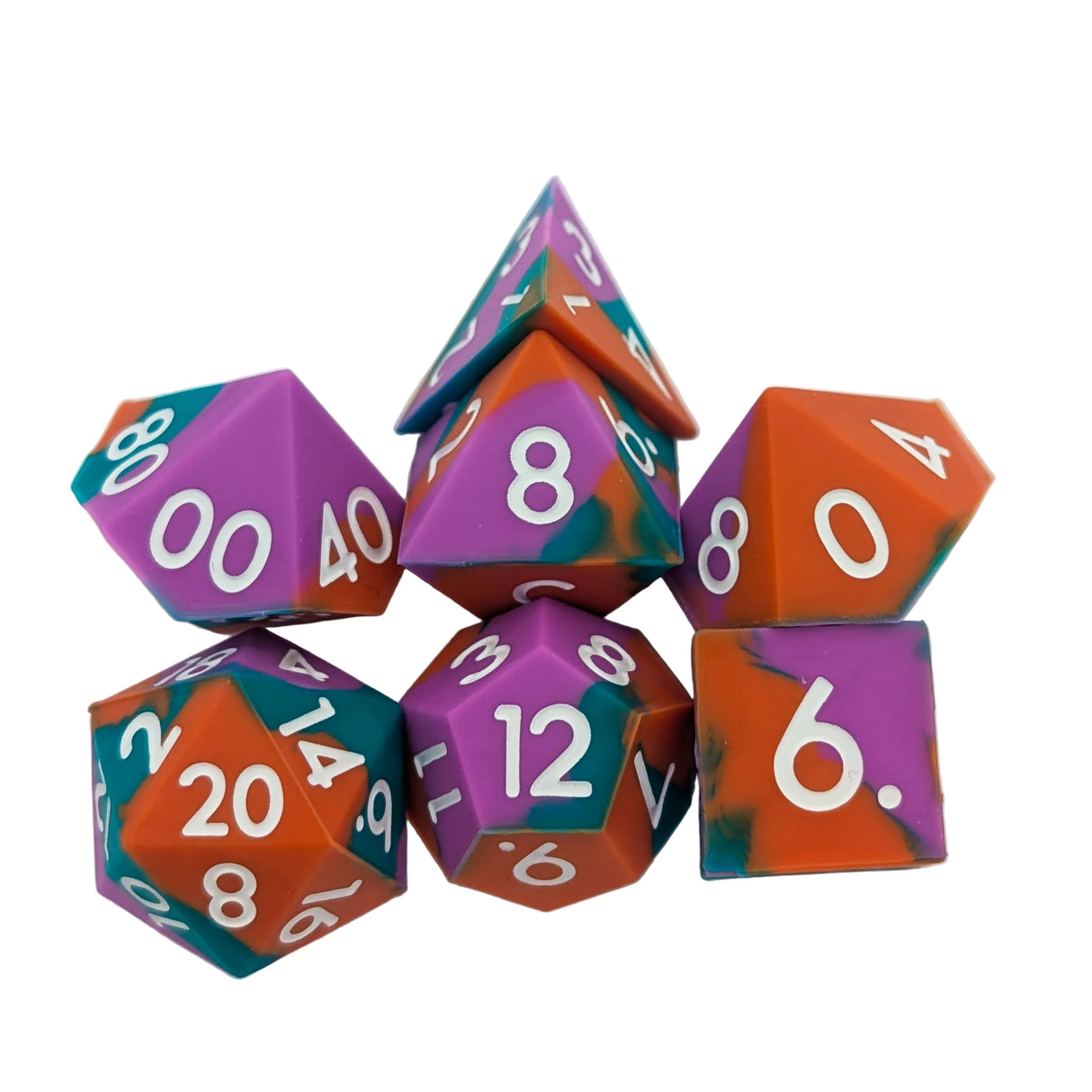 Orange and Purple Silicone Dice Set