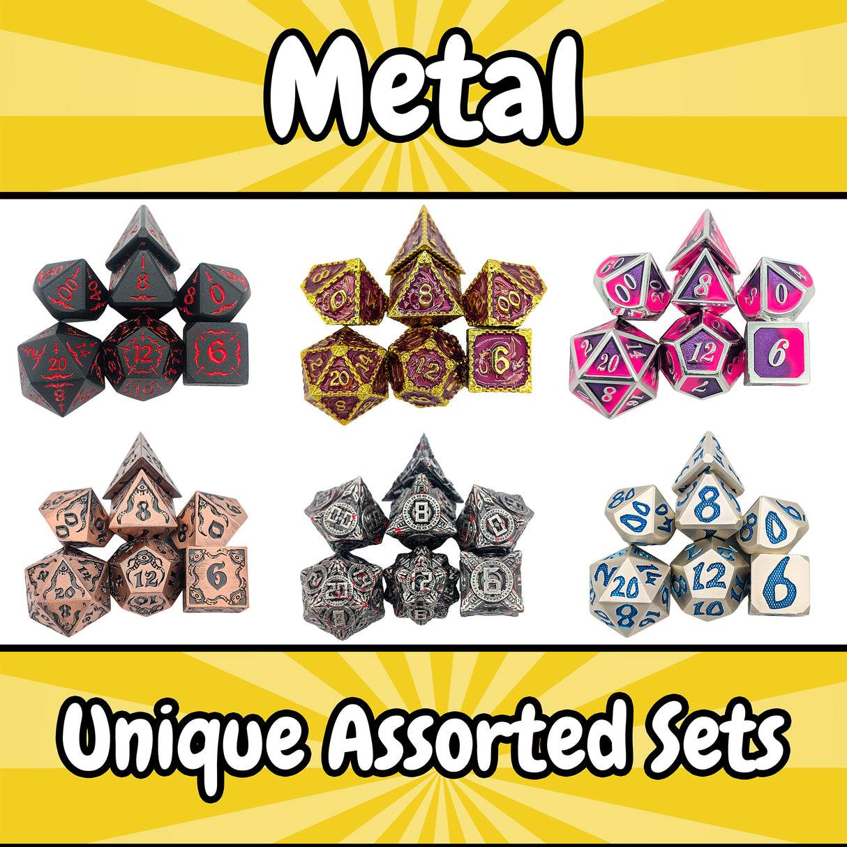 Assorted Metal Dice Sets (10 Sets)