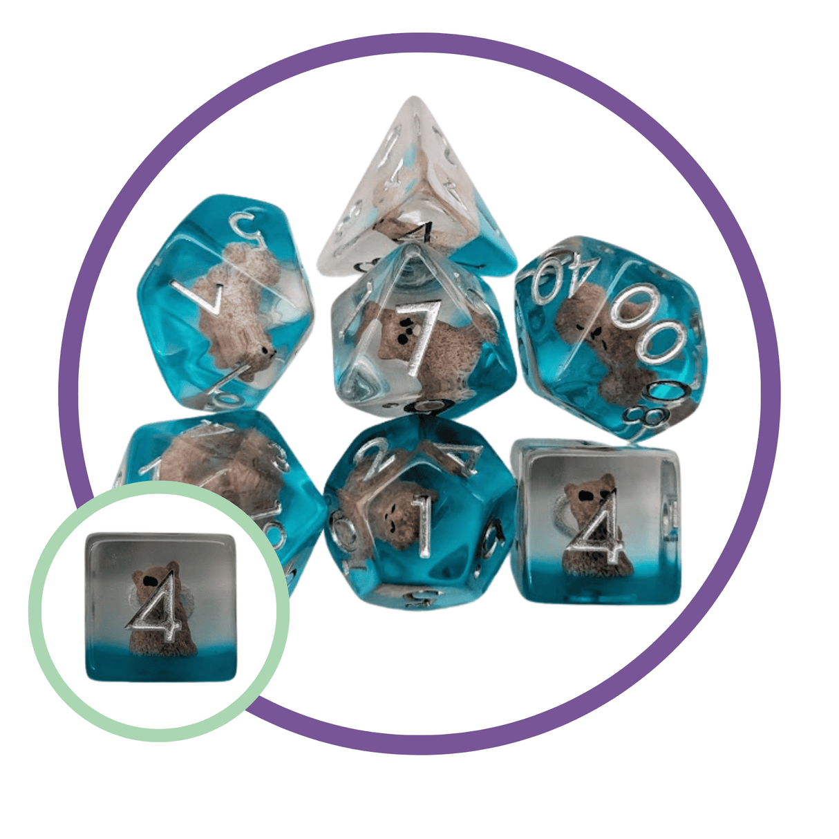 Cat Brown Inclusion Dice Set