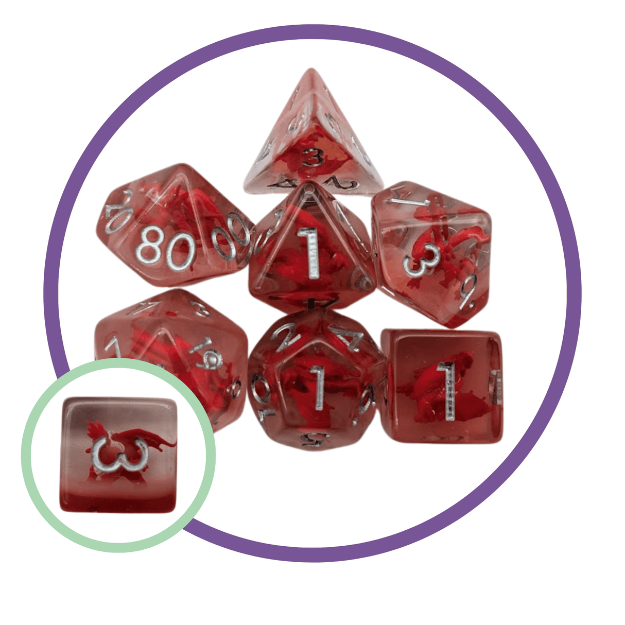 Dragon Red Inclusion Dice Set