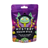 Wholesale mystery polyhedral dice with spooky and Halloween theming.