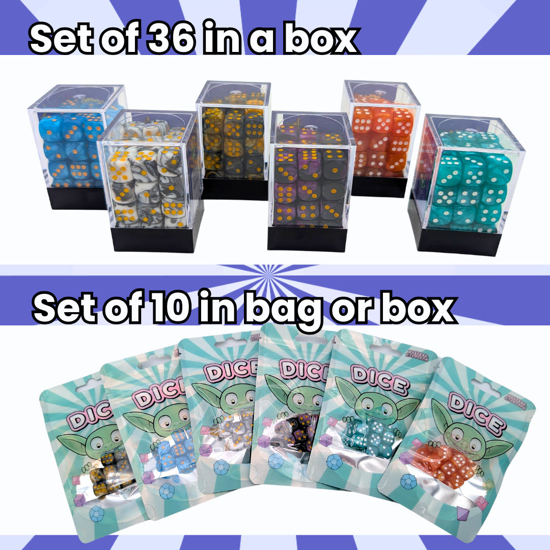 Assorted Pipped D6s (Set of 10 or 36)